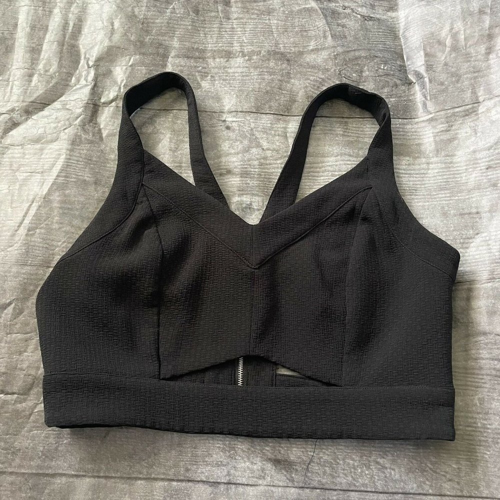 Storee Black Cut Out Crop Tank Top Zipper Size Large